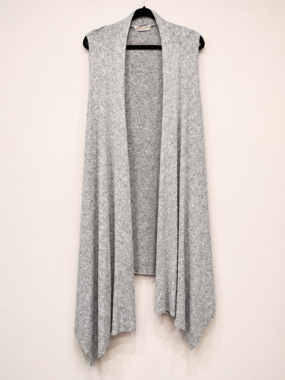 Gray Marled Draped Long Vest One Size